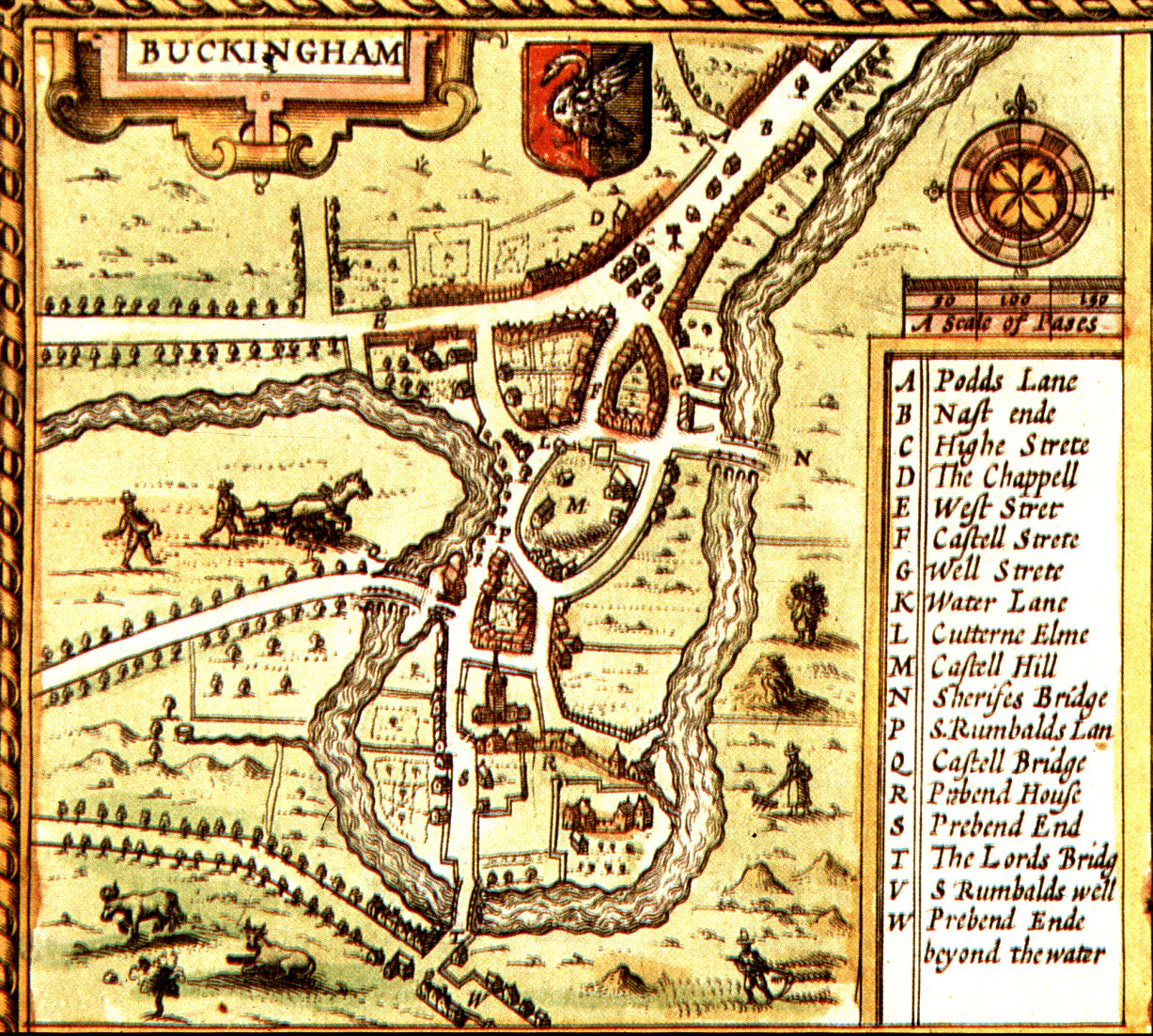 Speed's plan of Buckingham in 1612